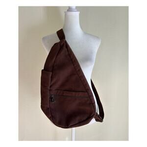 AmeriBag 17" Microfiber Crossbody Sling Healthy Bag Back Tote Distressed Brown